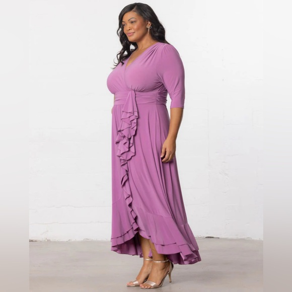 NWT Kiyonna Ruffle Veronica Elegant Purple Evening Gown Dress size 1x - Picture 4 of 10